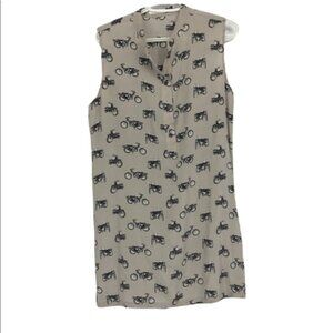 Equipment Ryder Silk Motorcycle print sleeveless shirt dress  small tan black